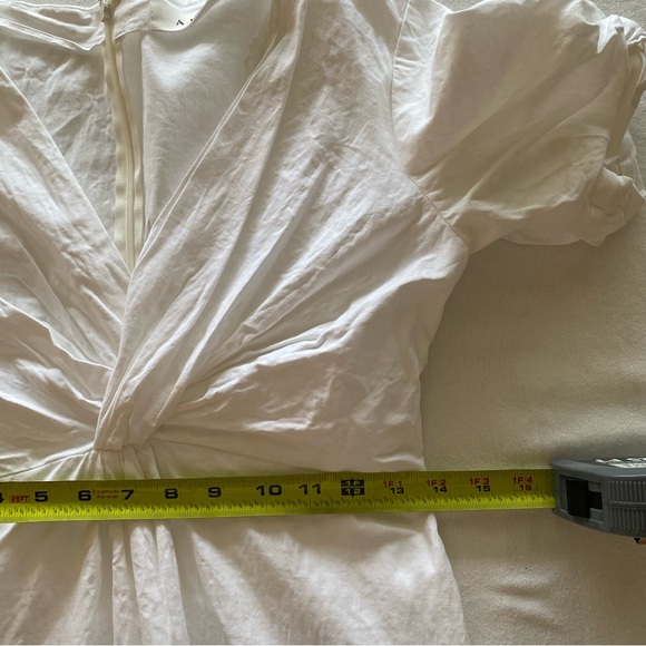 A.L.C. Ivory Mirren Twist Front Short Sleeve Dress Size 4 Mini White Minimal - Picture 10 of 11